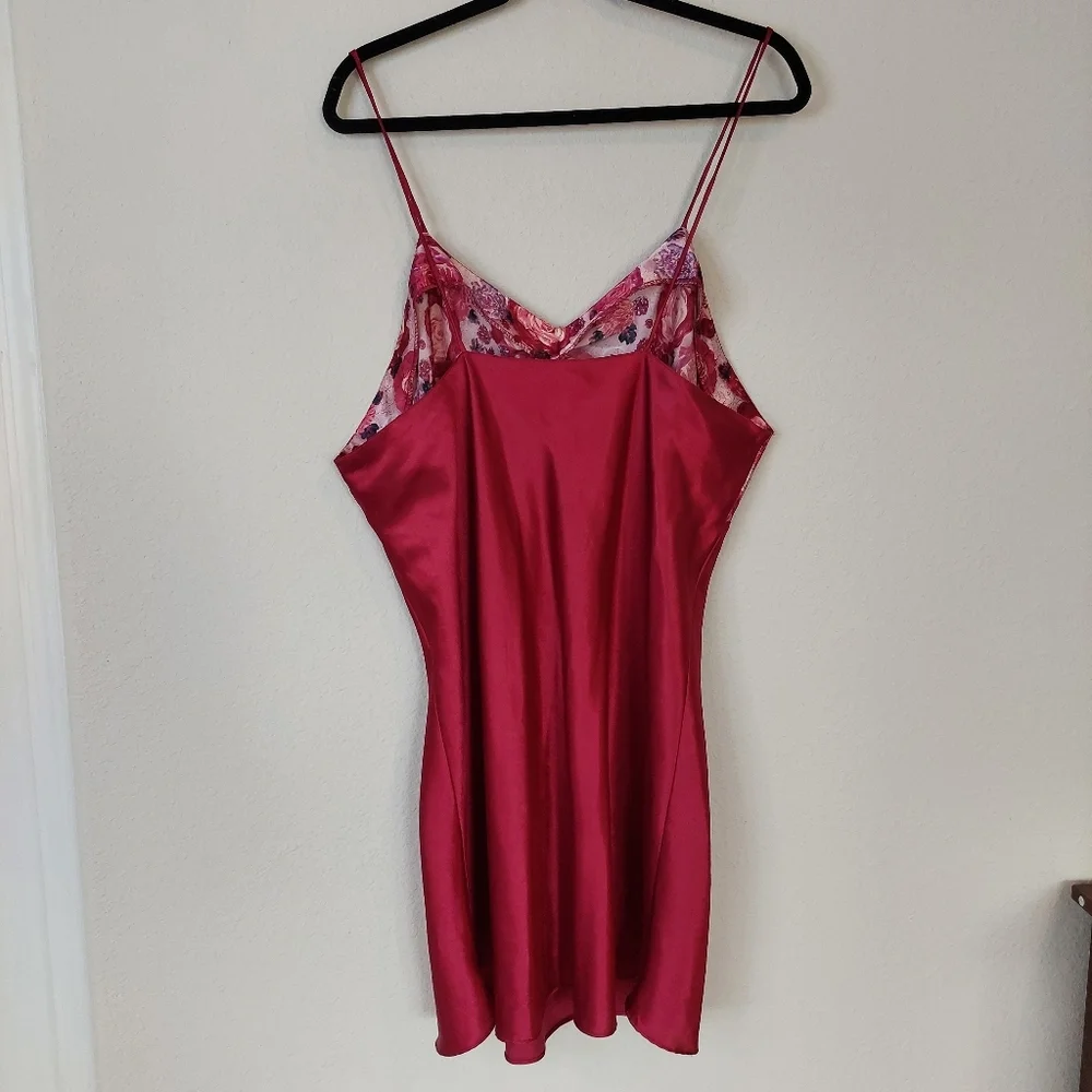 Vintage Y2k Baby Doll‎ Floral Satin Mini Slip Dress Size 2X